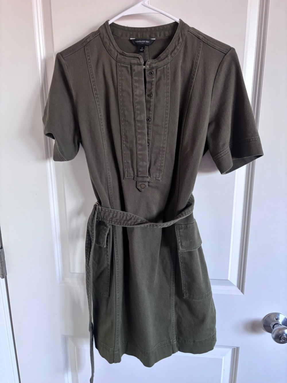 Banana Republic Olive Green Short Sleeve Utility Dress
